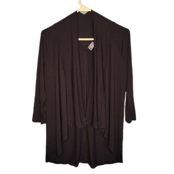 Strazzi Black Open High Low 3/4 Sleeve Lightweight Waterfall Cardigan sz S - Picture 1 of 6